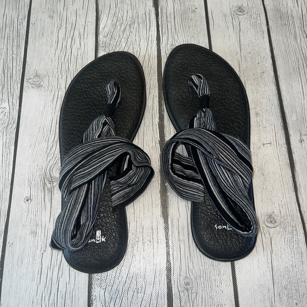 Sanuk Sandals Womens 9 Black Yoga Sling Comfort Thong Yoga Mat Slide